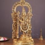 Large Brass Tirupati Balaji with Hanuman & Garuda | 22" Divine Masterpiece | 15kg Thiruvachi Prabhavali Frame | Sacred Temple Art | Jaipurio